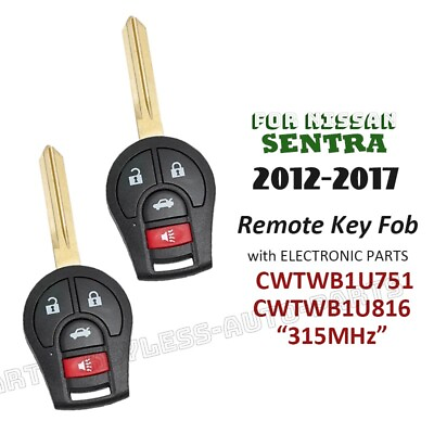 #ad 2x for Nissan Sentra 2012 2013 2014 2015 2016 17 Keyless Remote Ignition Key Fob $23.05