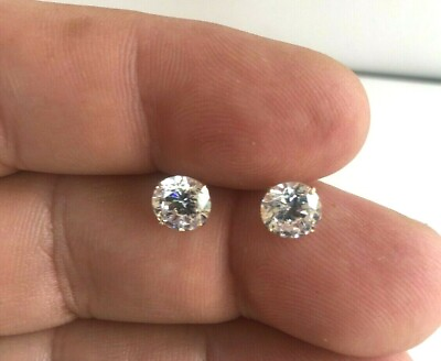 #ad 14K SOLID YELLOW GOLD STUD EARRINGS 4 CARATS LAB SIMULATED DIAMONDS 8MM $114.31