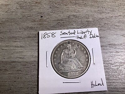#ad 1858 P Seated Liberty Silver Half Dollar U.S. Coin Holed 021924 0048 $99.95