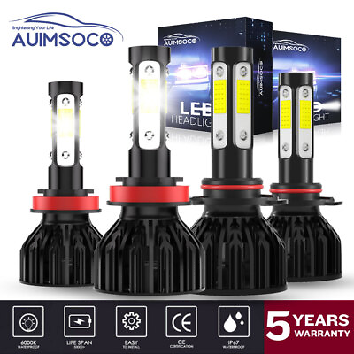 #ad Combo Headlight White Hi Lo Bulbs 4Pcs 9005 H11 LED For Toyota Tundra 2007 2013 $45.99