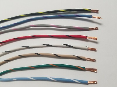 #ad LOT B 14 AWG GXL HIGHTEMP AUTOMOTIVE POWER WIRE 8 STRIPED COLORS 10 FT EA $33.94