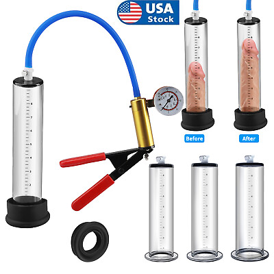 #ad Men Male Penis Pump Male Enhancer Enlarger Enlargement Cylinder Hand Pump Kit ED $28.99