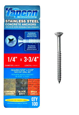 #ad Tapcon 1 4quot; x 3 3 4quot; Stainless Steel Phillips Flat Head Concrete Anchor Screws 3 $183.95