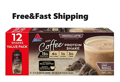 #ad Atkins Mocha Latte Iced Coffee Protein Shake Low Carb Keto Friendly 12 Ct $15.91