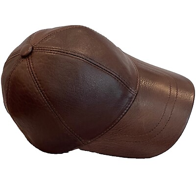 #ad Genuine Lambskin Leather Baseball Cap Hat Sports BROWN $24.99