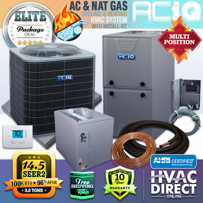 #ad 3.5 Ton 14.5 SEER2 Ducted Split Central Air amp; 100K BTU 96% Gas Furnace AC System $4218.00