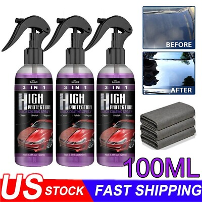 100ML 3 in 1 High Protection Quick Car Coat Ceramic Coating Spray Hydrophobic US $2.99