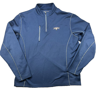 #ad Peter Millar Pullover Mens M Blue 1 4 Zip E4 Element Warmth Golf Logo Pocket $30.00