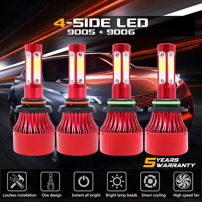 #ad 90059006 6000K 672000LM Combo 4 Side COB LED Headlight Kits High Low Lamp Bulbs $17.99