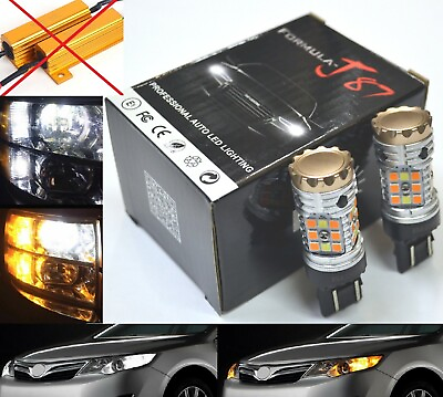 #ad Canbus LED Switchback Light White Amber 7444 Two Bulb Front Turn Signal Upgrade $36.00