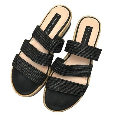 #ad Steven Steve Madden Linz Black Triple Strap Platform Sandals 7.5 $34.95