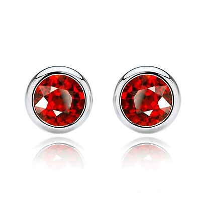 #ad 2 ct. Bezel Set Ruby Stud Earrings in Solid Sterling Silver $39.00