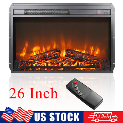 #ad Electric Fireplace Insert 26quot; Timer Stove Heater with Remote amp; 4 Color LED Flame $120.99