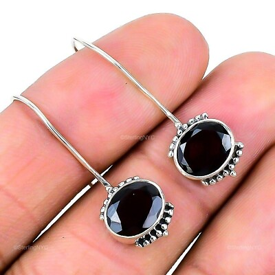 #ad Anniversary Gift For Her Natural Black Spinel Drop Dangle Earrings 925 Silver $9.99