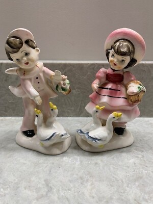 #ad Two RARE Vintage Lipper Mann Ceramic Japan 5.5quot; Boy amp; Girl Figurines $79.99