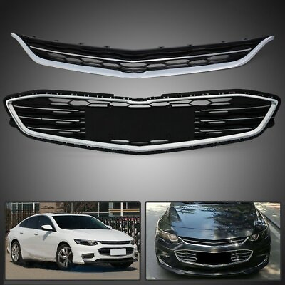 #ad Front Bumper Upperamp;Lower Grille ABS Plastic Grill For 2016 2018 Chevrolet Malibu $34.59
