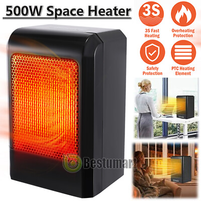 #ad Electric Ceramic Space Heater Fan Thermostat 500W 900W Home Office Car Heating $16.17