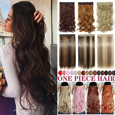 #ad Natural Curly Hair Extension One Piece Real Thick Clip In 3 4 Full Head as Human $16.20