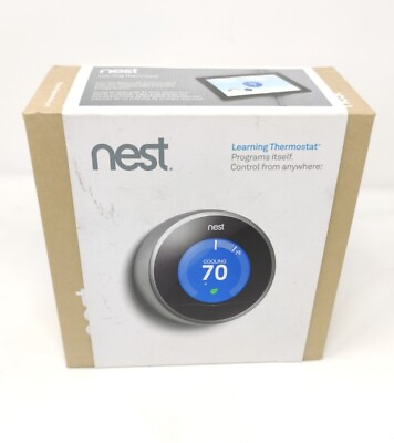 #ad Nest Learning Thermostat 2nd Generation T200577 02A Silver Used $27.44