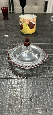 #ad VTG Imperial Glass Co. Candlewick Crystal #400 144 Butter Rare Ruby Beads $85.00