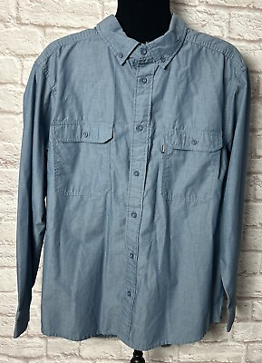 #ad Berne Workwear Mens Large Blue Button Down Long Sleeve Work Shirt EUC $20.00