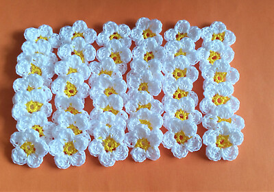 #ad 40 Handmade Crochet Mini Cotton Daisy Flowers Applique Embellishment Craft 1quot; $8.00