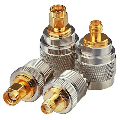 #ad 4 Pc UHF Male PL259 amp; Female SO239 to SMA Male amp; Female RF Connector Adapter Kit $12.49