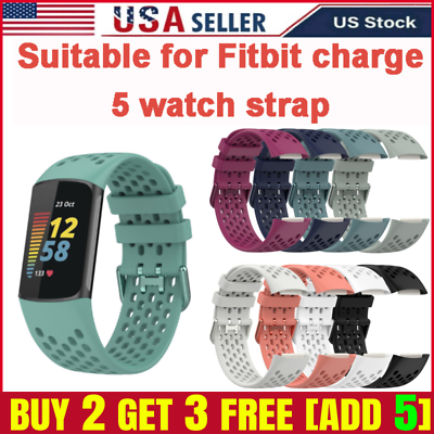 #ad For Fitbit Charge 5 Silicone Sports Replacement Breathable Band Strap 12colors $2.99
