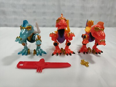 #ad Treasure X: Fire Vs Ice Extinct Beasts Gold Dragon Dinosaur Figure Lot Of 3 $20.00