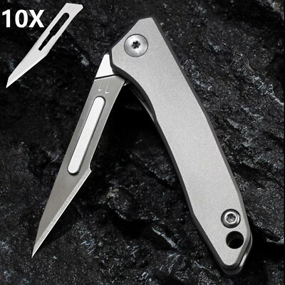 #ad Titanium Foldable Knife Scalpel Blade Outdoor Camping Keychain Pocket EDC Tool $19.99