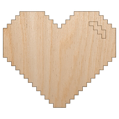 #ad Pixel Digital Filled Heart Gaming Life Unfinished Wood Shape Cutout DIY Craft $4.99