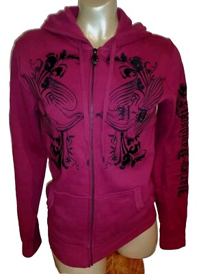 #ad Harley Davidson Women’s Zip Hoodie Jacket Burgundy Plum Embroidered Size S $30.00