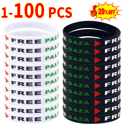 #ad 1 100X Free Palestine Silicone wrist band bracelet Palestinian flag PLO Gaza $1.19
