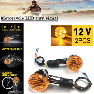 #ad 2 4x Motorcycle Motorbike Turn Signal Light Indicators Lamp Amber Mini ABS 12V $8.07