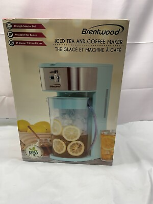 #ad Brentwood Iced Tea amp; Coffee Maker KT 2150BL Blue 64 Ounce *New Box Damage $38.50