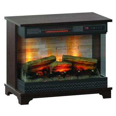 #ad 24quot; Midnight Cherry Mantel Glass Electric Fireplace 5 Setting Remote Room Heater $389.00