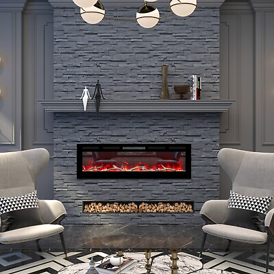 #ad 60#x27;#x27;Ultra Thin Electric Fireplace Recessed Wall Mounted Fireplace Heater $291.60
