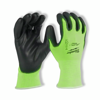 #ad New Milwaukee Work Glove High Visibility Cut Level 1 Polyurethane Dipped 12 Pair $19.99
