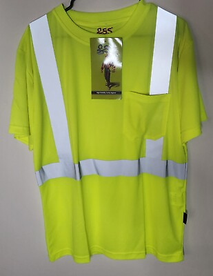 #ad NWT GSS High Visibility Yellow T Shirt Safety WORKWEAR Reflective Large 0516 $13.00