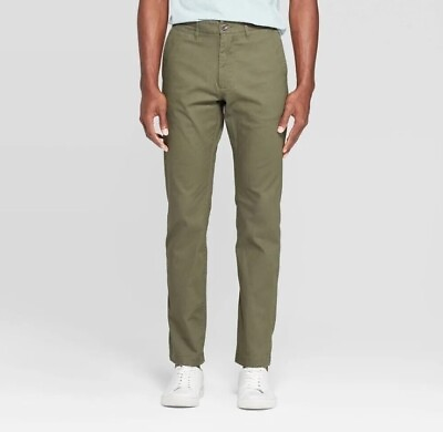 #ad #ad Mens Hennepin skinny fit Chino Pants Goodfellow amp; Co Green 32 x 34 $13.99