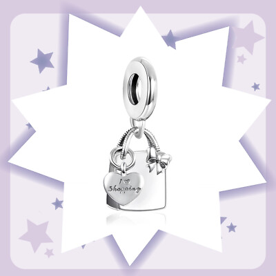 New Shopping Bag Dangle Charm Authentic 925 Sterling Silver Women Bracelet Charm GBP 15.00
