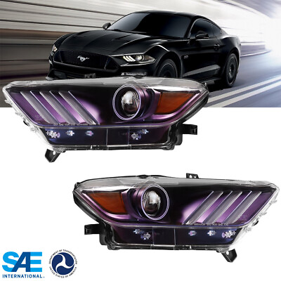 #ad Projector Headlights for Ford Mustang 2015 2016 2017 GT V6 LED DRL Signal Lamps $251.99