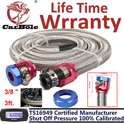 #ad Flexible 3 8inch Stainless Steel Braided Brake Gas Oil Fuel Line Hose Universal $15.99
