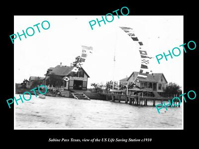 #ad OLD LARGE HISTORIC PHOTO OF SABINE PASS TEXAS THE US LIFE SAVING STATION c1910 AU $8.50