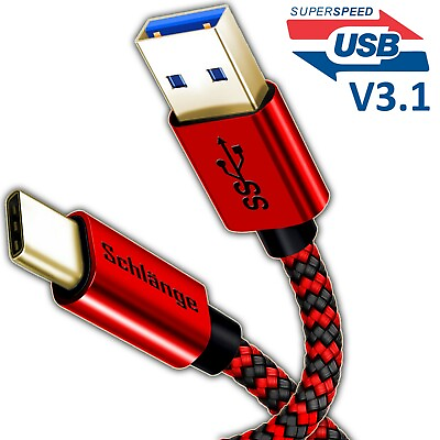 #ad USB Nylon Braided Cord Cable Charger for Samsung Galaxy FAST CHARGING RED $8.49