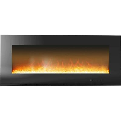 #ad Cambridge Electric Fireplace Heater 20.2quot;x56quot;x4.7quot; Wall Mount w Remote Black $461.35