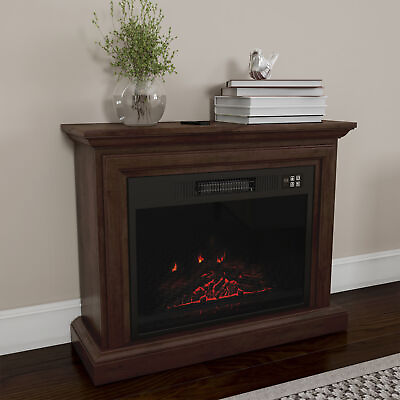 #ad Mobile Electric Fireplace with Mantel Portable Heater on Wheels Remote Control $249.99