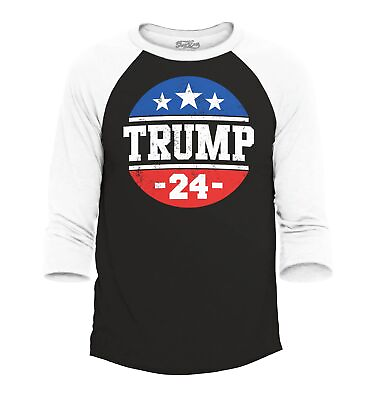 #ad Donald Trump 2024 Campaign Circle Star Raglan Baseball 45 47 MAGA Gift Tee Shirt $17.99
