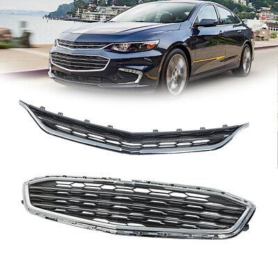 #ad #ad For 2016 2018 Chevrolet Malibu Front Bumper Upper Lower Honeycomb Grille Chrome $49.40