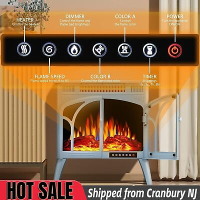 #ad Electric Fireplace Stove 26.5#x27;#x27; Blue Heater with 3D Flame Effect from Dayton NJ $169.99